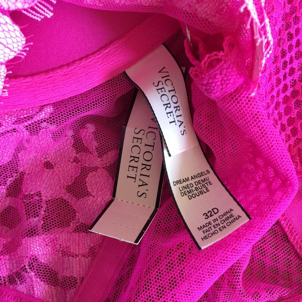 Victoria’s Secret Dream Angels Lined Demi Pink Lace Back Zip Bra - Picture 10 of 11